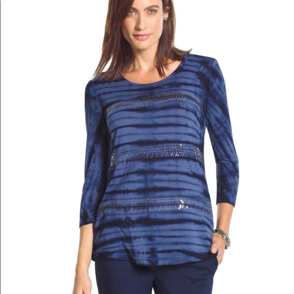 {Chico’s} Zenergy Bridget Brushstroke Sequined Top